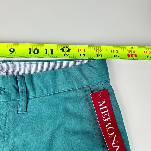 NWT Merona Turquoise Cotton Blend Stretch Flat Front Casual Chino Shorts Size 28 - Picture 9 of 11